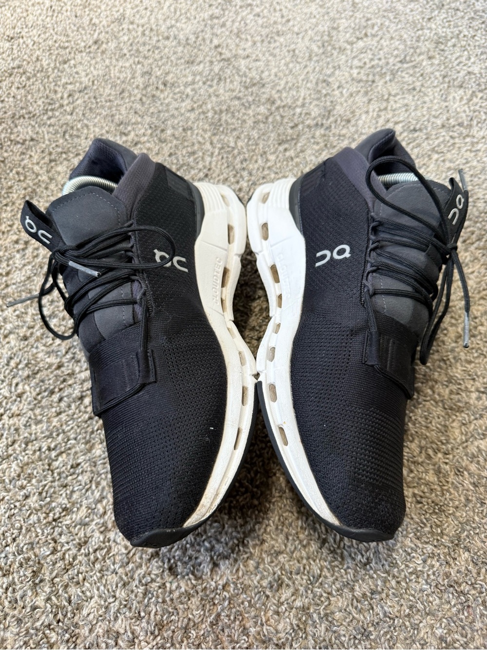 On Running Black and White Men's Cloudtec Sneakers - Picture 3 of 7